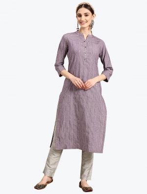 purple cotton blend woven kurti fabku20704