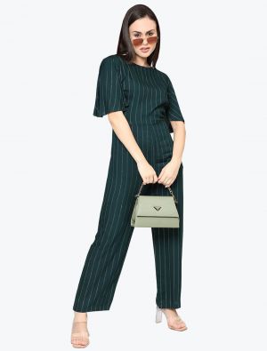 striped green premium viscose casual wear jumpsuit fabku20701