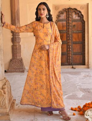 Orange Georgette Floral Printed Readymade Palazzo Suit FABSL21366