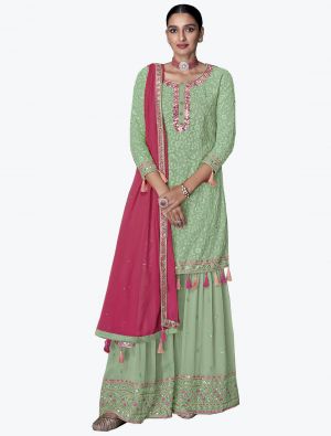 Pista Faux Georgette Sharara Suit With Thread Work small FABSL21333