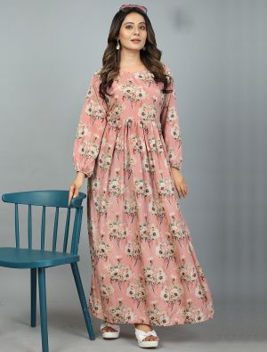 baby pink kasturi silk floral printed readymade gown fabgo20214