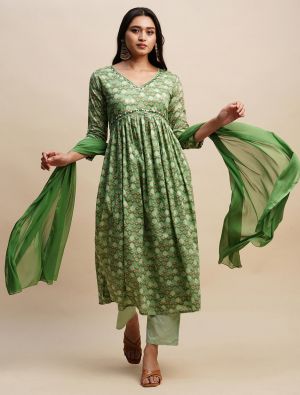 Green Premium Cotton Readymade Salwar Kameez FABSL21527
