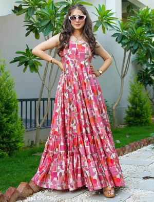 baby pink rayon digital printed flared anarkali gown   fabgo20302