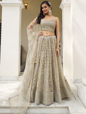 Beige Butterfly Net Embroidered Lehenga Choli small FABLE20393