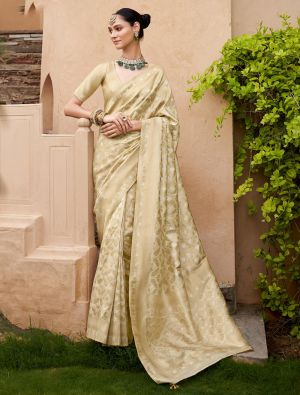 Beige Viscose Silk Saree With Brocade Weaving FABSA22493