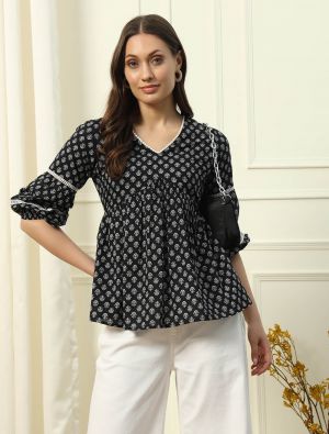 black cotton trendy top fabku21062