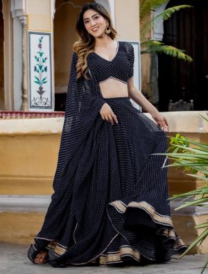 Black Georgette Lehenga Choli with Zari And Coding Lace small FABLE20412