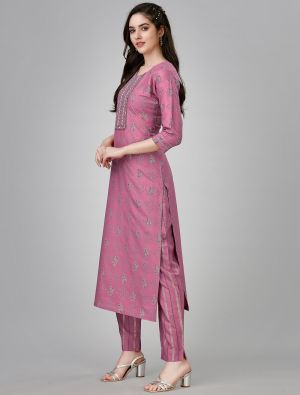 dusty pink rayon elegant kurti with bottom fabku20958