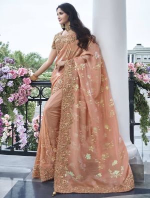 Dusty Rose Tissue Silk Premium Designer Saree