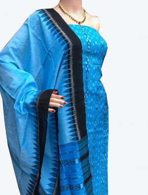 Light Blue Handwoven Sambalpuri Cotton Unstitched Suit with Dupatta small FABSL20258