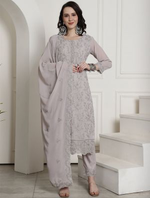 Grey Georgette Salwar Kameez With Resham Thread Work small FABSL21637