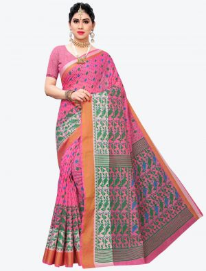 Pink Chanderi Designer Saree small FABSA20885