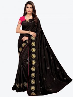 Black Sana Silk Designer Saree small FABSA20930