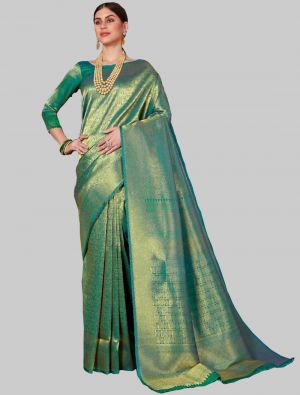 Green Woven Designer Saree small FABSA20141