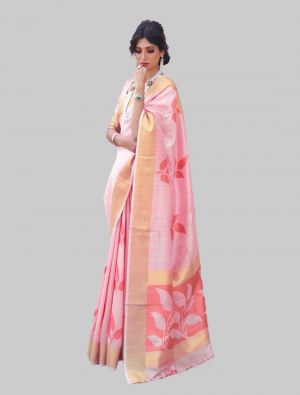 Light Pink Silk Designer Saree small FABSA20248