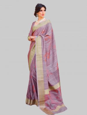 Light Purple Silk Designer Saree small FABSA20243