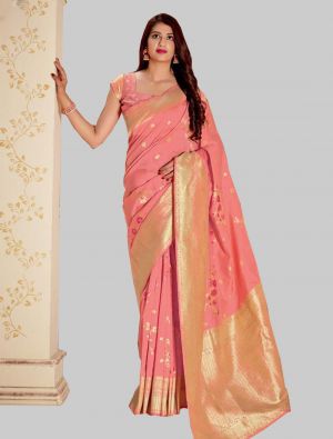 Pink Banarasi Silk Designer Saree small FABSA20253