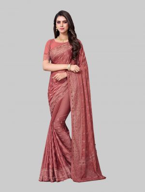 Pink Silk Designer Saree small FABSA20229