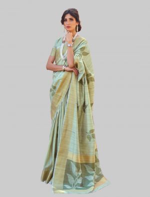 Pista Green Silk Designer Saree small FABSA20245