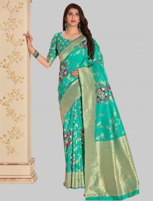 Teal Banarasi Silk Designer Saree small FABSA20252