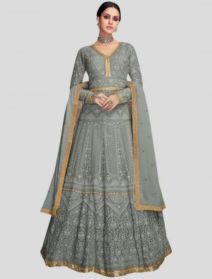 Grey Georgette Anarkali Suit with Dupatta small FABSL20064