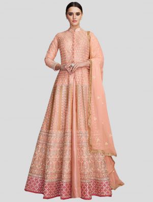 Peach Georgette Anarkali Suit with Dupatta small FABSL20063