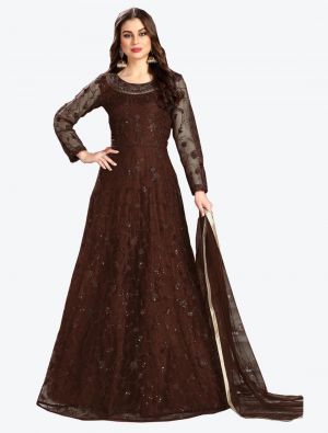 Brown Net Anarkali Suit with Dupatta small FABSL20119