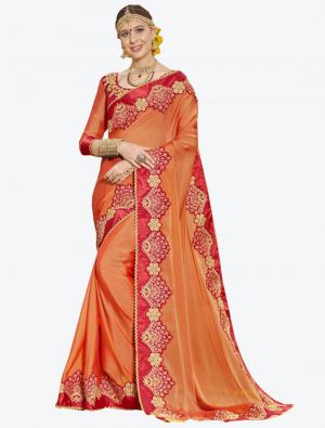 Orange Sana Silk Designer Saree small FABSA20765