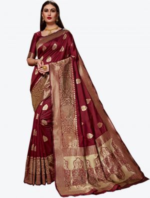 Maroon Banarasi Silk Designer Saree small FABSA20834