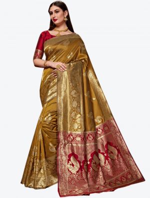 Mustard Banarasi Silk Designer Saree small FABSA20836