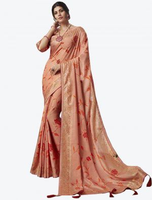 Peach Dola Silk Designer Saree small FABSA20842