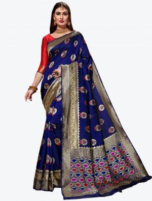 Royal Blue Banarasi Silk Designer Saree small FABSA20833
