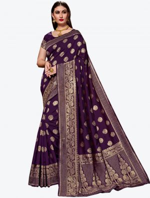 Violet Banarasi Silk Designer Saree small FABSA20837