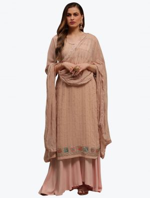 Light Peach Premium Georgette Party Wear Designer Palazzo Suit small FABSL20833