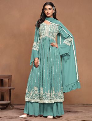 Blue dress material online best sale