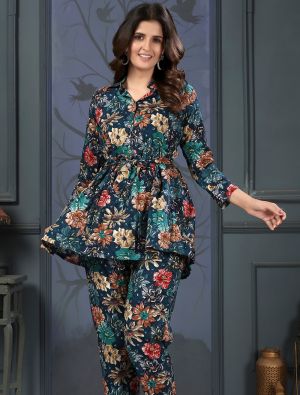 multicolor fine rayon stylish co ord set fabku21044