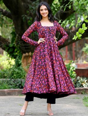 multicolor georgette printed anarkali kurta fabku21052