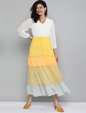 multicolor georgette tiered maxi dress fabku20892
