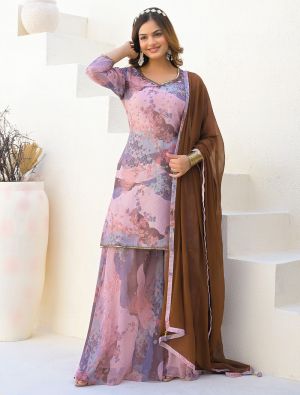 Multicolor Imported Georgette Ready To Wear Palazzo Suit small FABSL22185