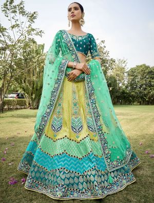 Multicolor Jacquard Silk Designer Wedding Lehenga small FABLE20381