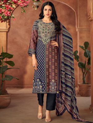 Multicolor Muslin Printed Salwar Kameez With Handwork small FABSL22158