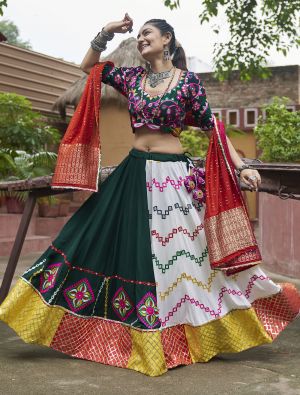Multicolor Viscose Rayon Ready To Wear Chaniya Choli In Medium small FABLE20407