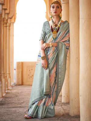 Multicolor Viscose Silk Saree With Weaving And Foil Print