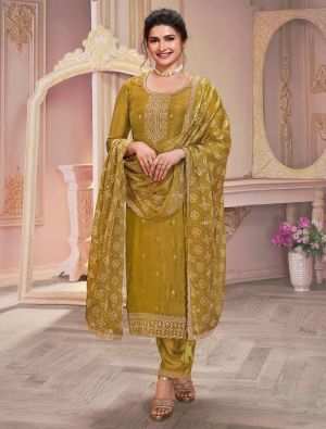 Mustard Silk Georgette Semi Stitched Salwar Kameez small FABSL22008