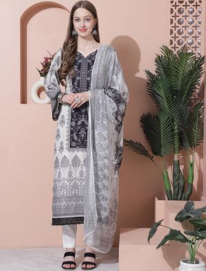 Off White Pure Cotton Digital Printed Salwar Suit small FABSL21822