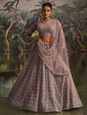 Opera Mauve Soft Net Wedding Wear Designer Lehenga Choli small FABLE20478