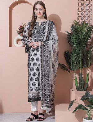 Pale White Pure Cotton Digital Printed Salwar Suit small FABSL21826