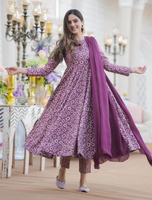 Purple Cotton Silk Readymade Salwar Kameez FABSL21834