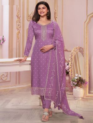 Purple Silk Georgette Embroidered Salwar Suit small FABSL21931