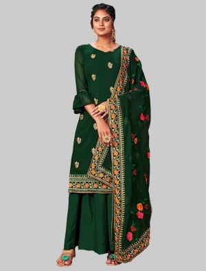 Green Georgette Straight Suit with Dupatta small FABSL20006